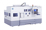 埃马克 MSC 5 DUO 双主轴数控车床外观，配有 FANUC 控制面板和集成工件库。这种前置式车床可集成到现有生产线中，节省空间，并最大限度地方便操作人员和维护人员。