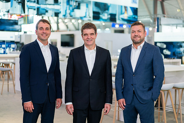 from left to right: Dr. Mathias Klein Chief Sales Officer (CSO), Dr. Heinz-Jürgen Prokop Chief Executive Officer (CEO), Sven Hartwich Chief Financial Officer (CFO)