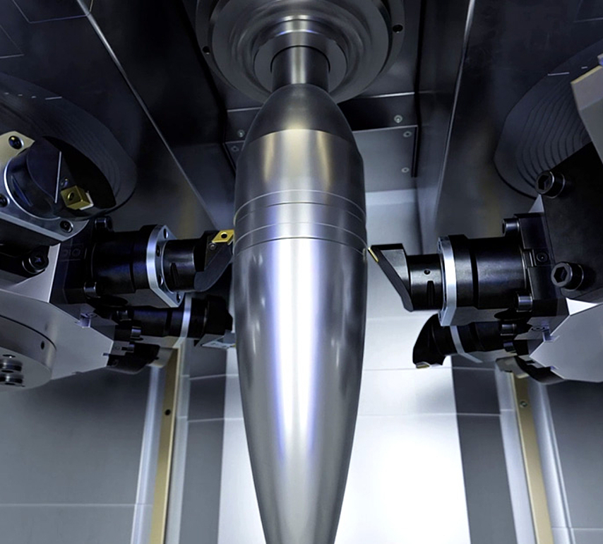 4-axis machining of a 120 mm shell on the EMAG VT 4: Vertical lathe for stable, precise, and efficient machining.