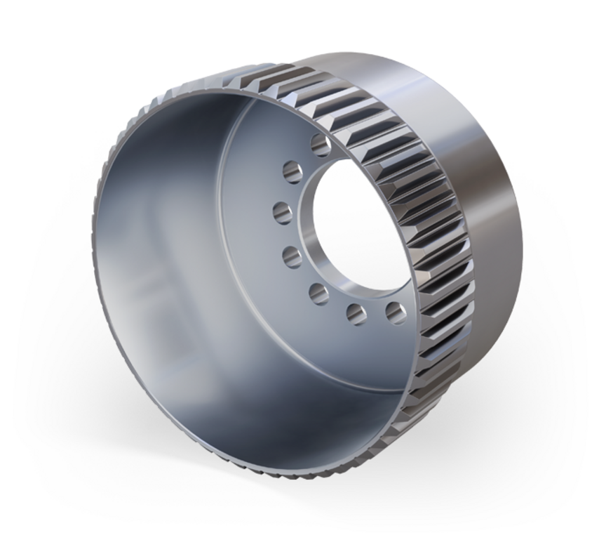 Steel flexspline with fine external teeth on the upper edge, cylindrical thin-walled design for harmonic reducers
