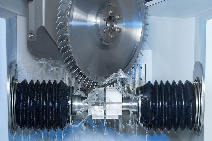 EMAG PO 900 BF performing PECM machining on a nickel super alloy blisk for the engine industry. 