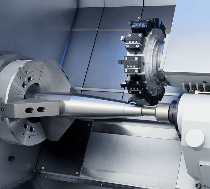 Workarea of CNC machine with Artillery Ammunition