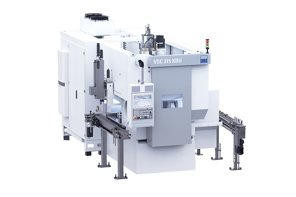 The VSC 315 KBU is optimally prepared for complete-machining of joint housings. The machine combines turning and milling technology in the machining of ball raceways for CV joints.