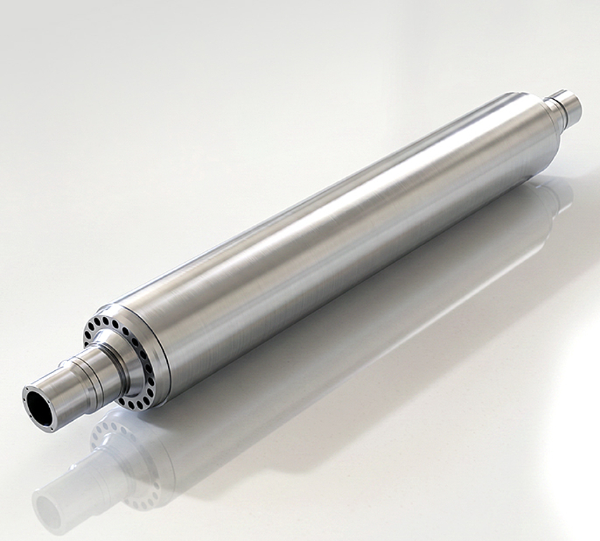 Coated roller with a uniform surface coating. Suitable for high-stress industrial applications.