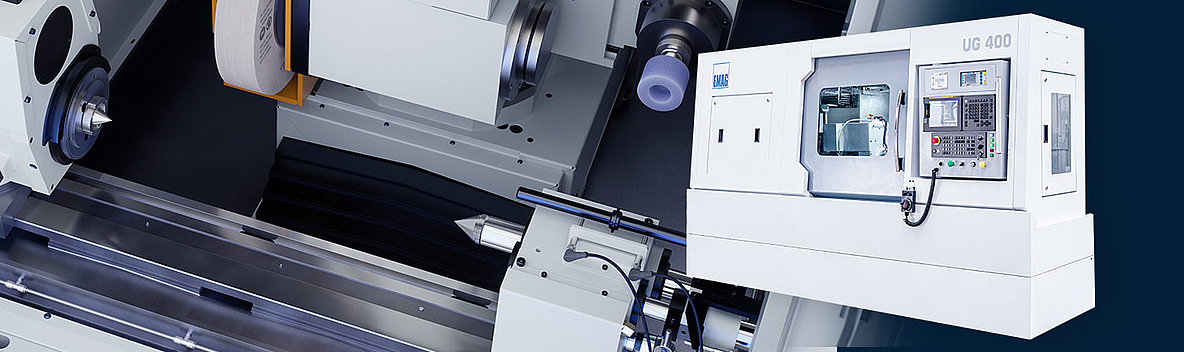 EMAG UG 400 universal cylindrical grinding machine for external, internal, and face grinding in one setup.