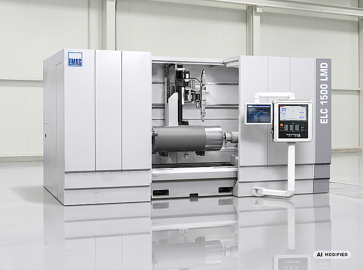 Exterior view of the EMAG ELC 1500 LMD for laser metal deposition of large components for wind turbines 