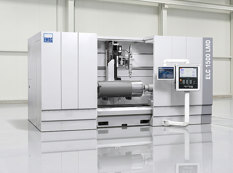 Exterior view of the EMAG ELC 1500 LMD for laser metal deposition of large components for wind turbines