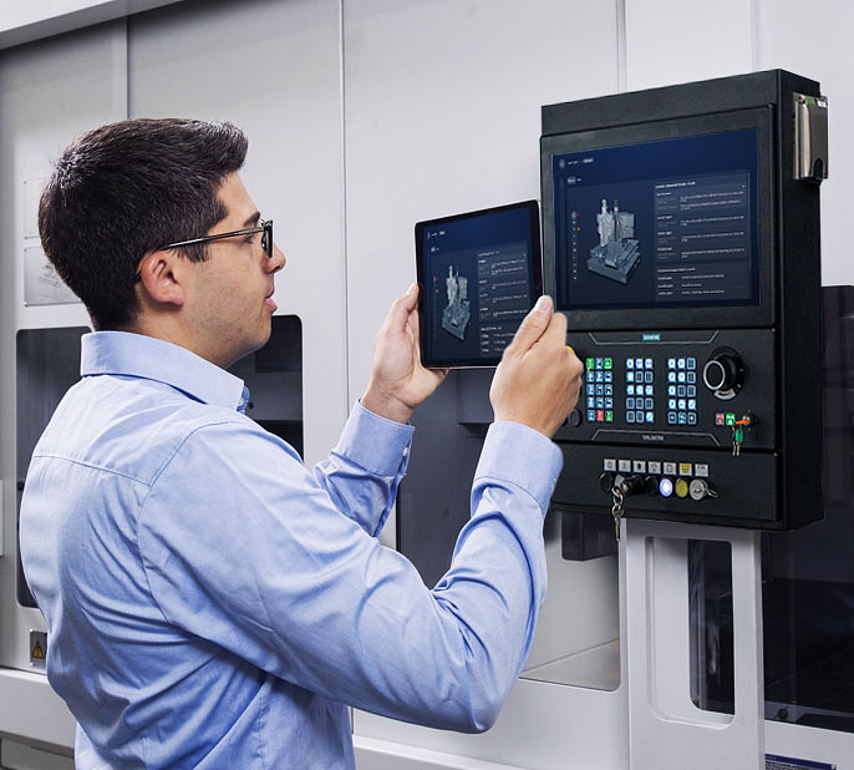 EDNA Health Inspect in use on a VL lathe: Precise analysis of the machine axes in real time Service technician uses EDNA Health Inspect to analyze a VL lathe.