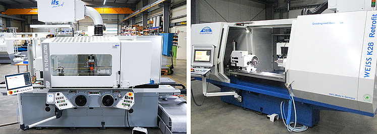 Karstens K11 cylindrical grinding machine after retrofit and modernized Karstens K28 with new full cladding and new CNC control system.