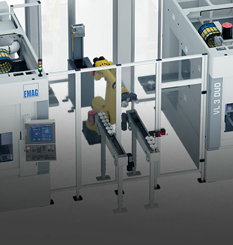 Two EMAG machines automated with the help of TrackMotion