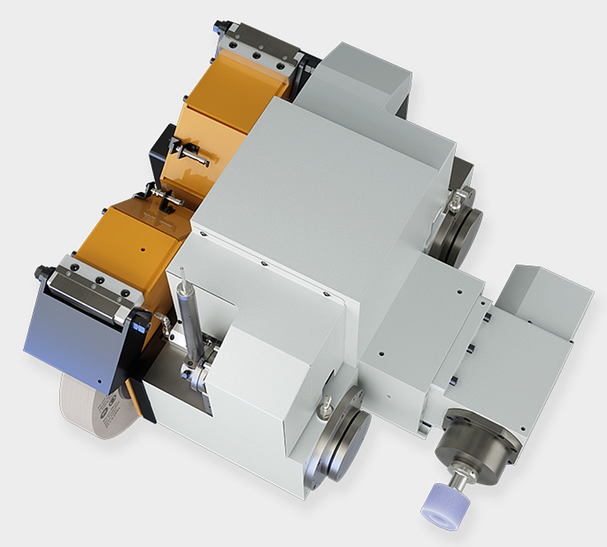 Grinding head from EMAG UG with direct-drive spindles and swiveling B-axis for precision grinding.